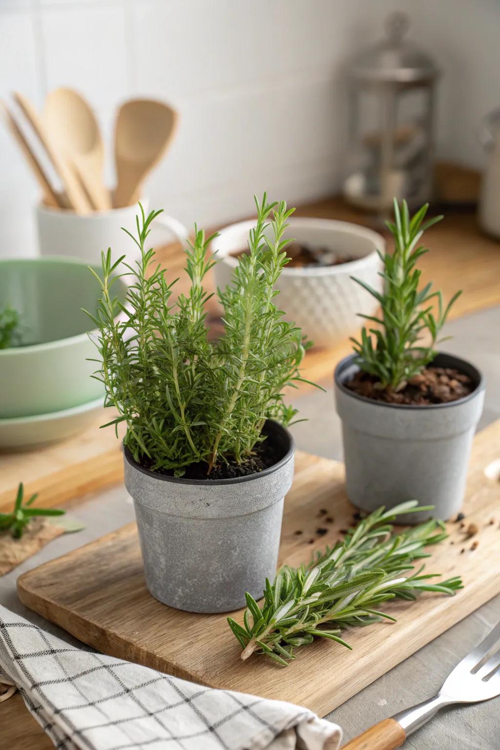 Fresh and fragrant, this herb garden centerpiece introduces a culinary aspect.