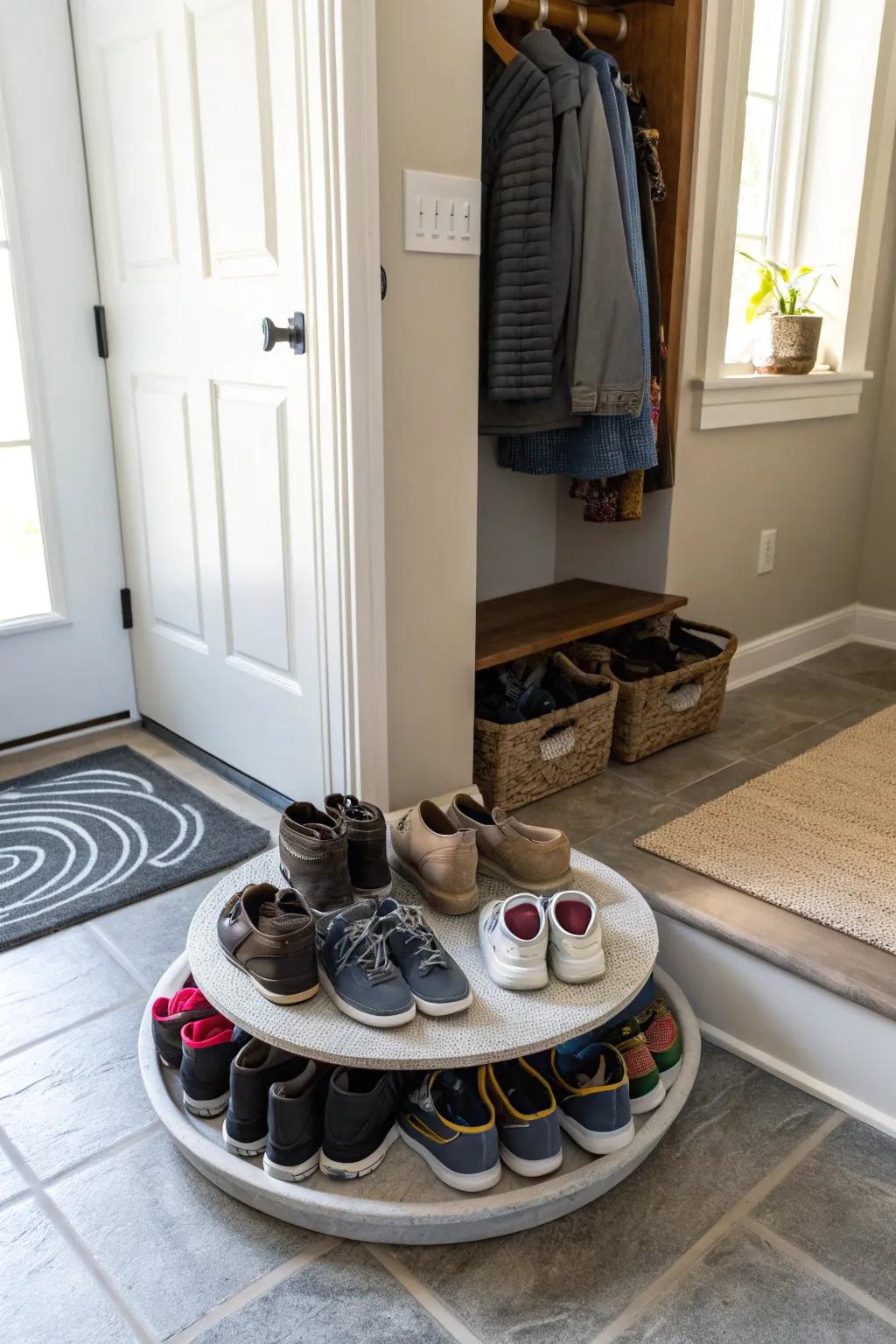 Shoes organized at the entryway!