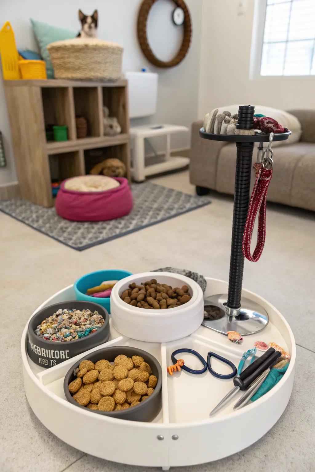 Organizing pet supplies and treats!