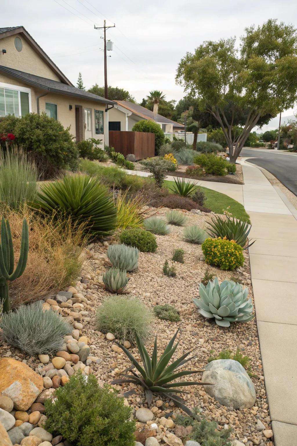 Dry-scape gardening offers a practical and visually pleasing solution.