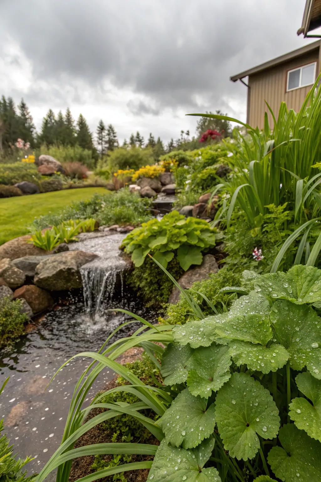Water-wise gardens maximize the use of natural rainfall.