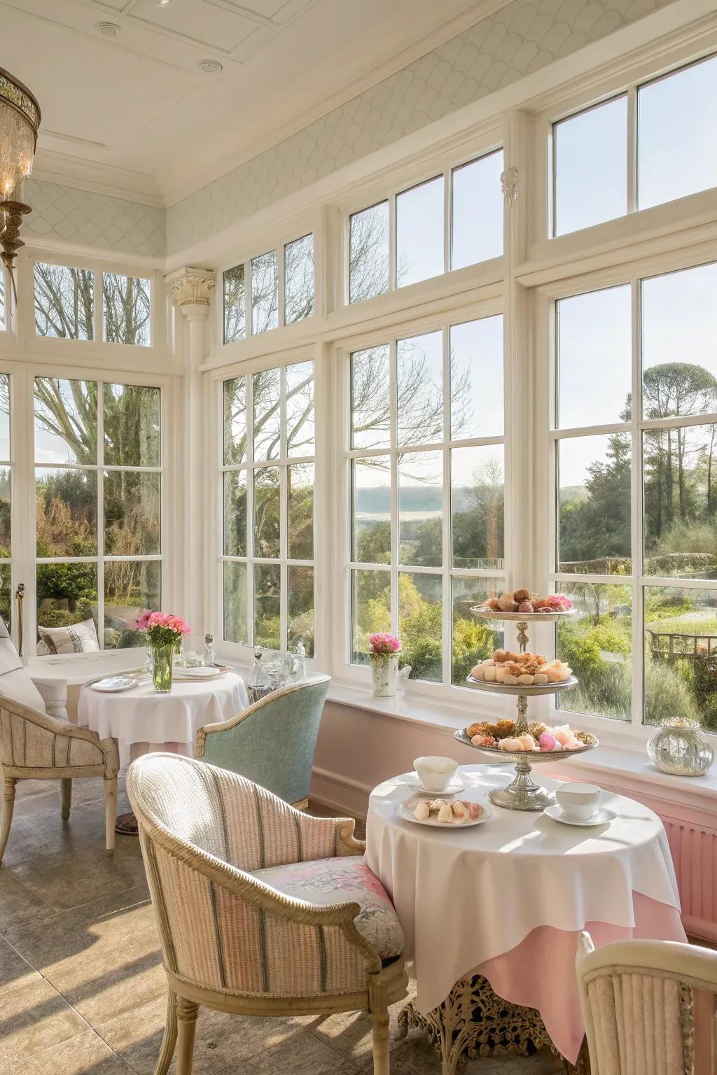 Natural light makes your tea room feel big and welcoming.