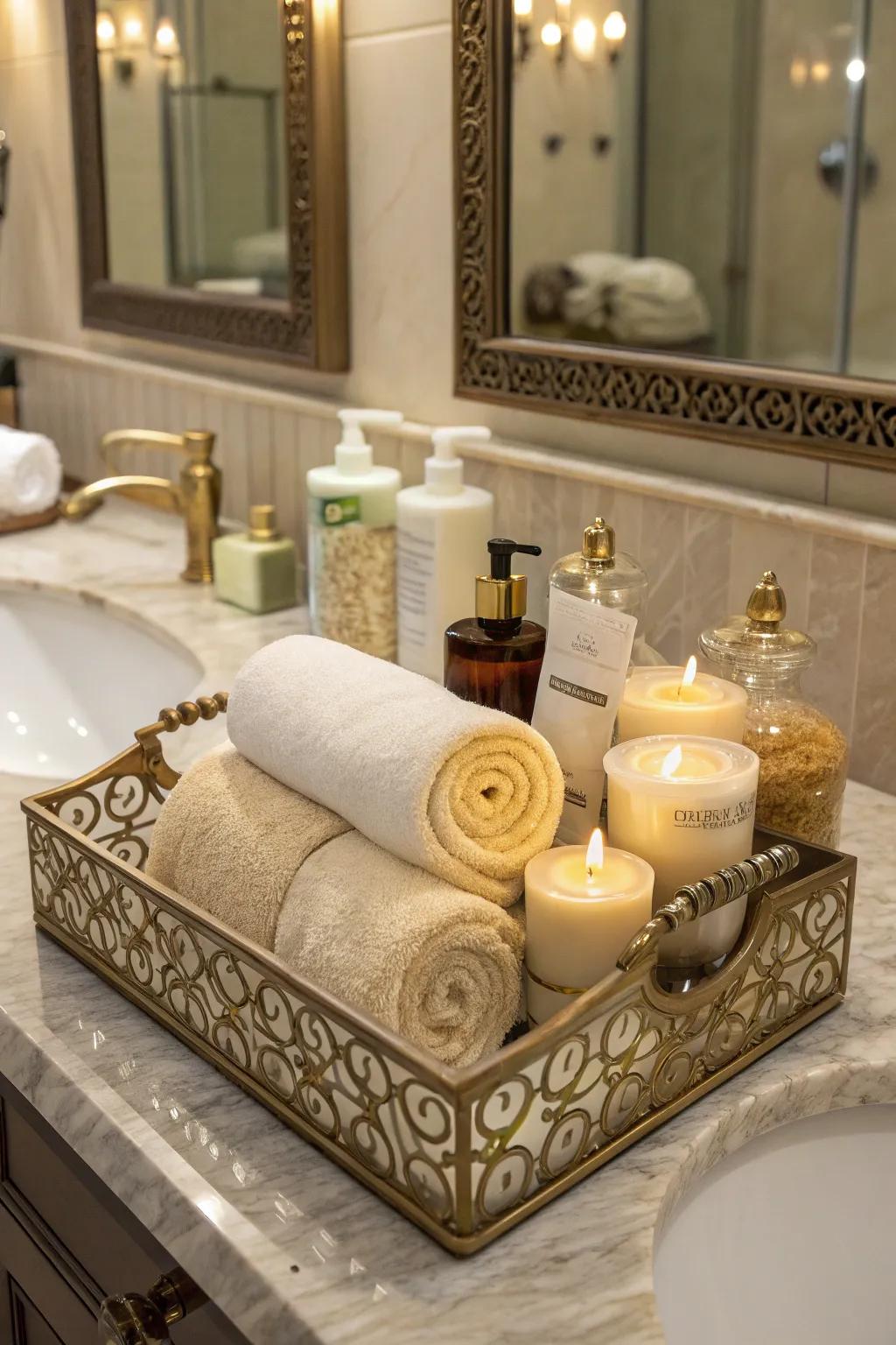 Achieve relaxing serenity with bath platters.