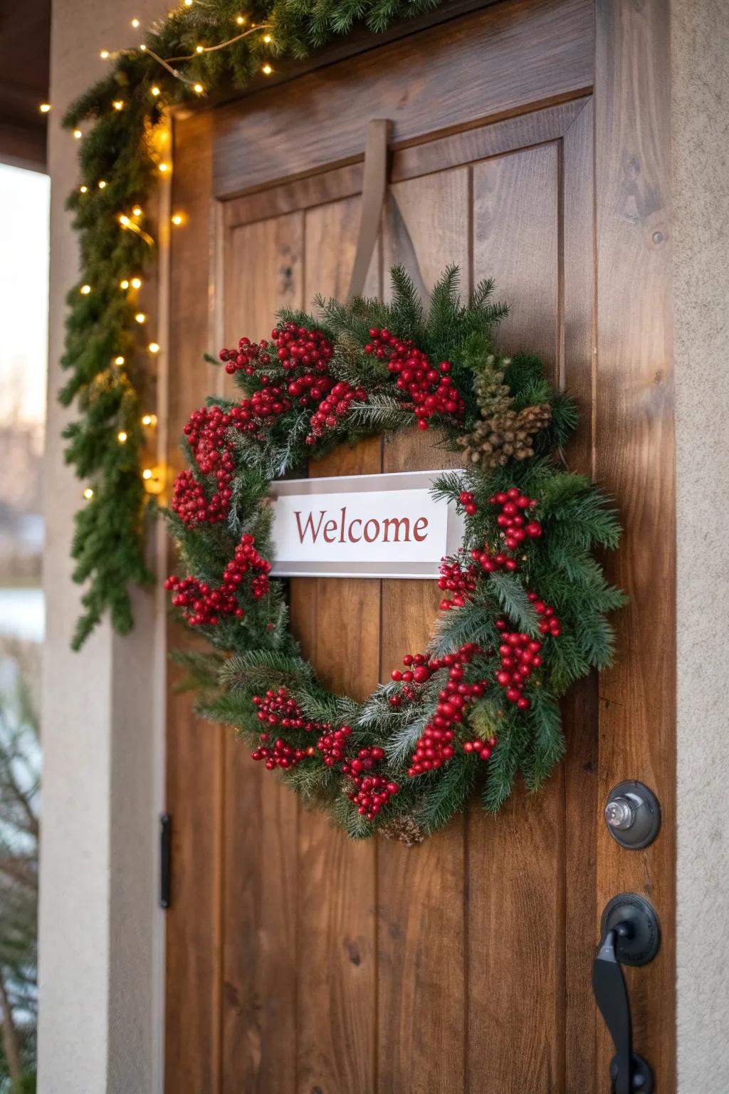 Welcome guests with a halo and sign ensemble.