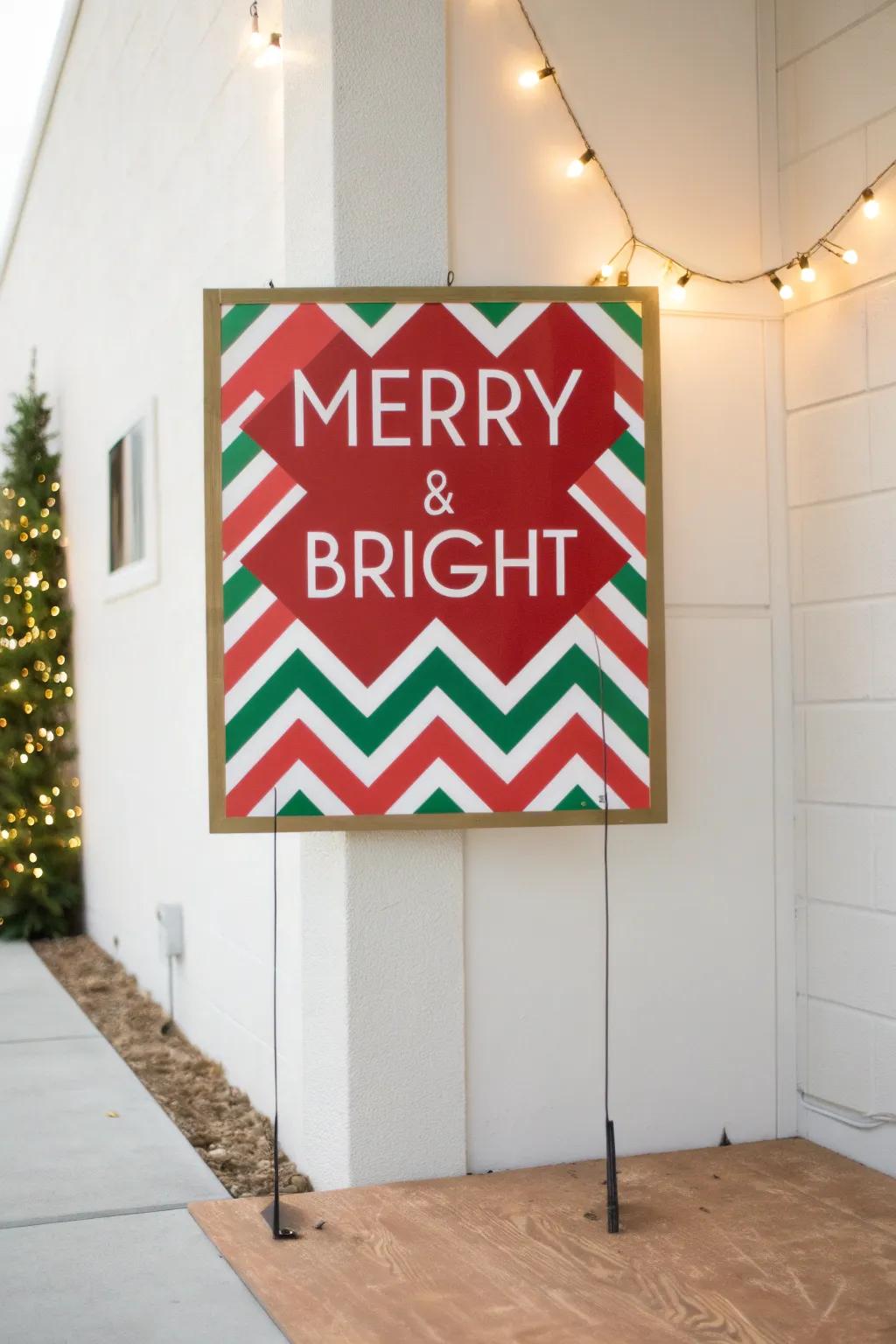 Bring modern flair with Christmas signs featuring symmetrical designs.