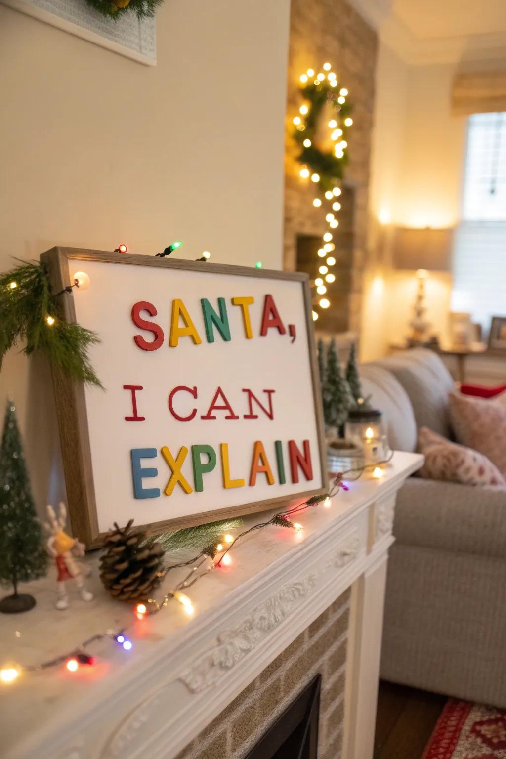 Bring humor to your decor with a sign featuring a whimsical saying.