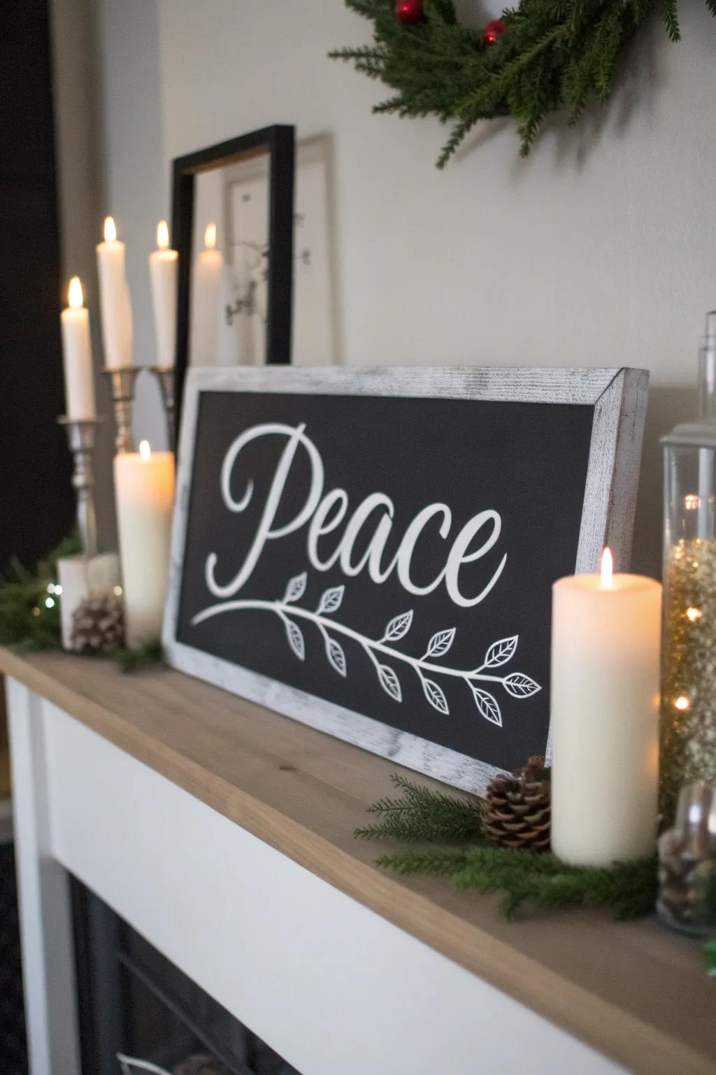 Achieve elegance with a black and white Christmas sign.