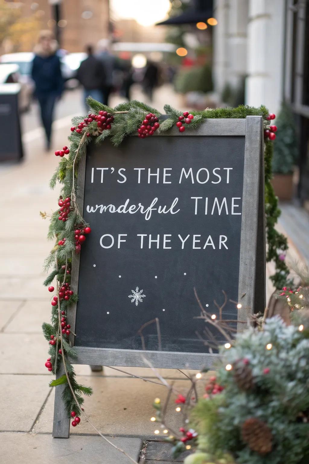 Easily refresh your holiday message using a blackboard sign.