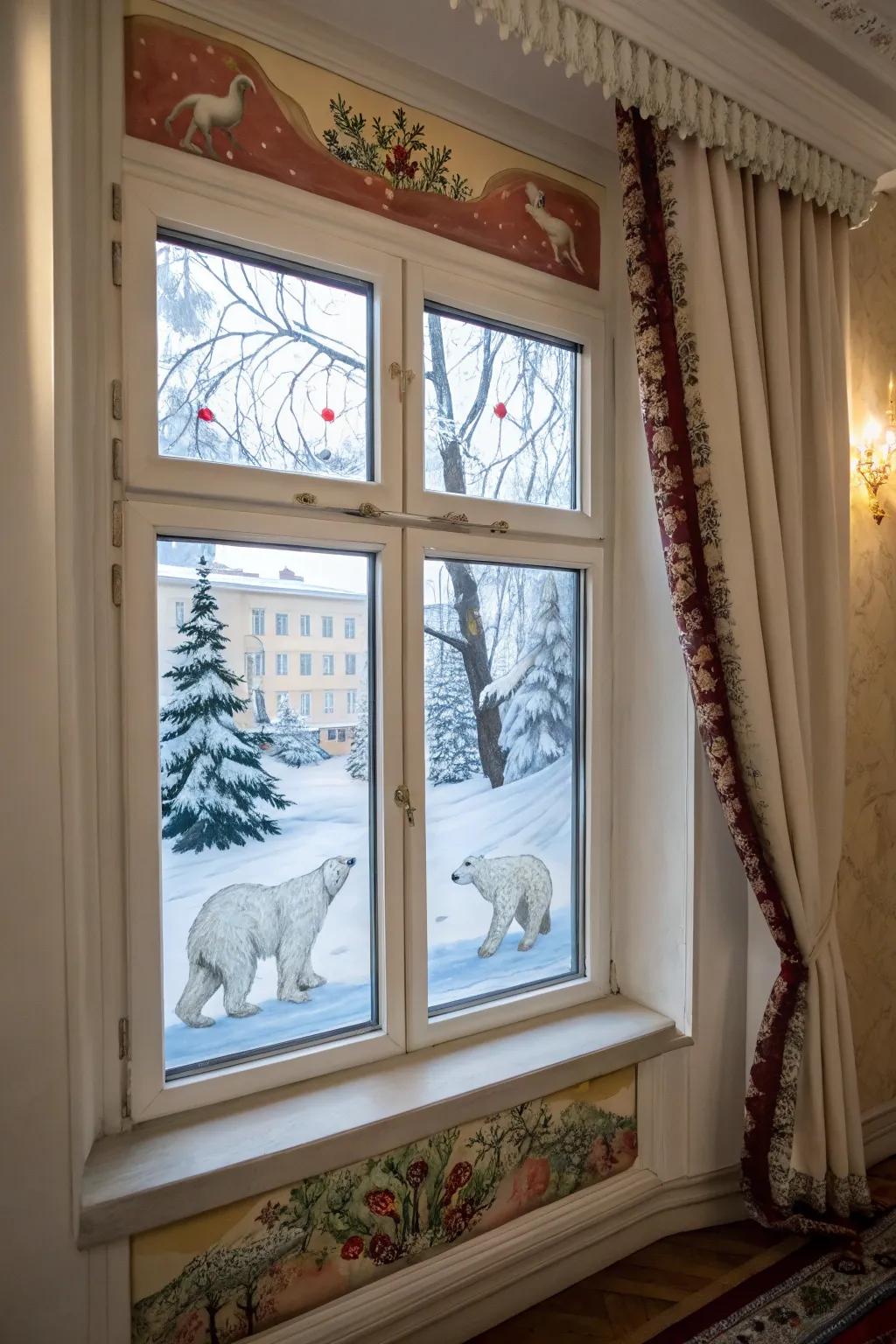 Playful white bears bring a warm, joyful vibe.