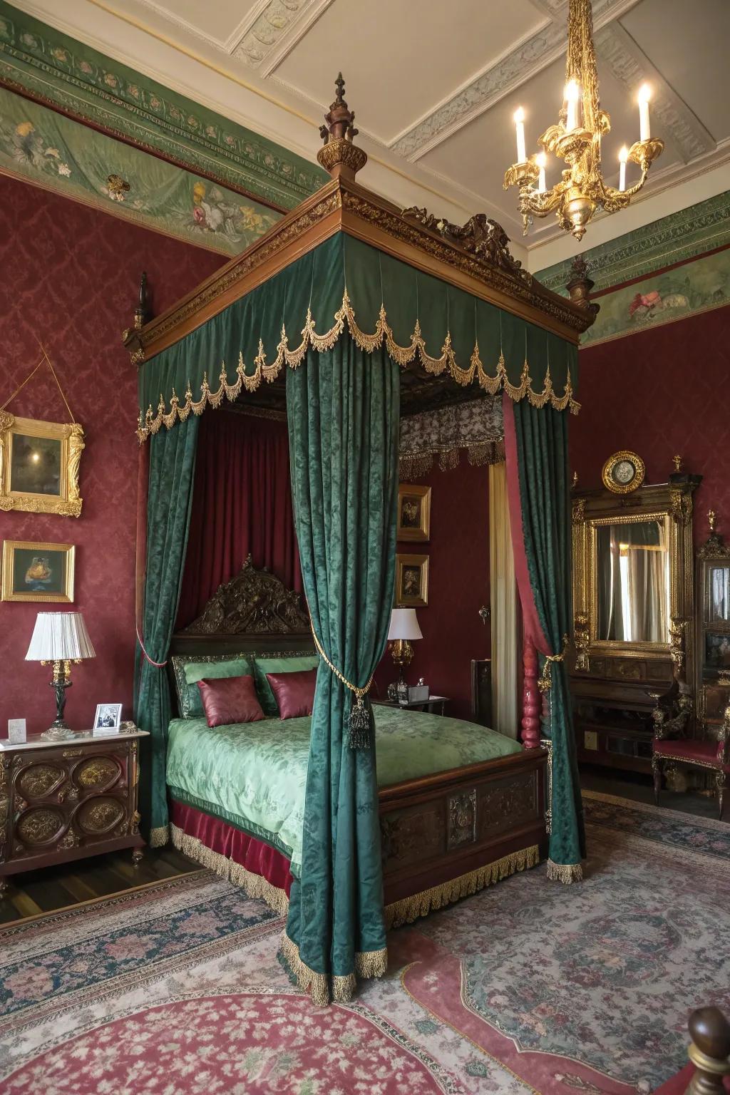 Profound colors evoke a warm and captivating Victorian vibe.