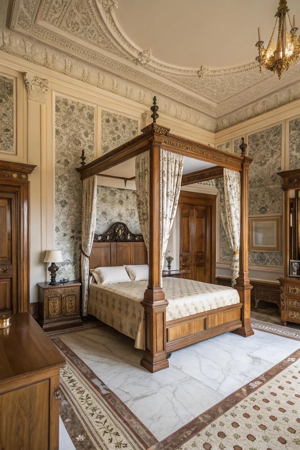 Natural components such as wood and marble add credibility to Victorian design.