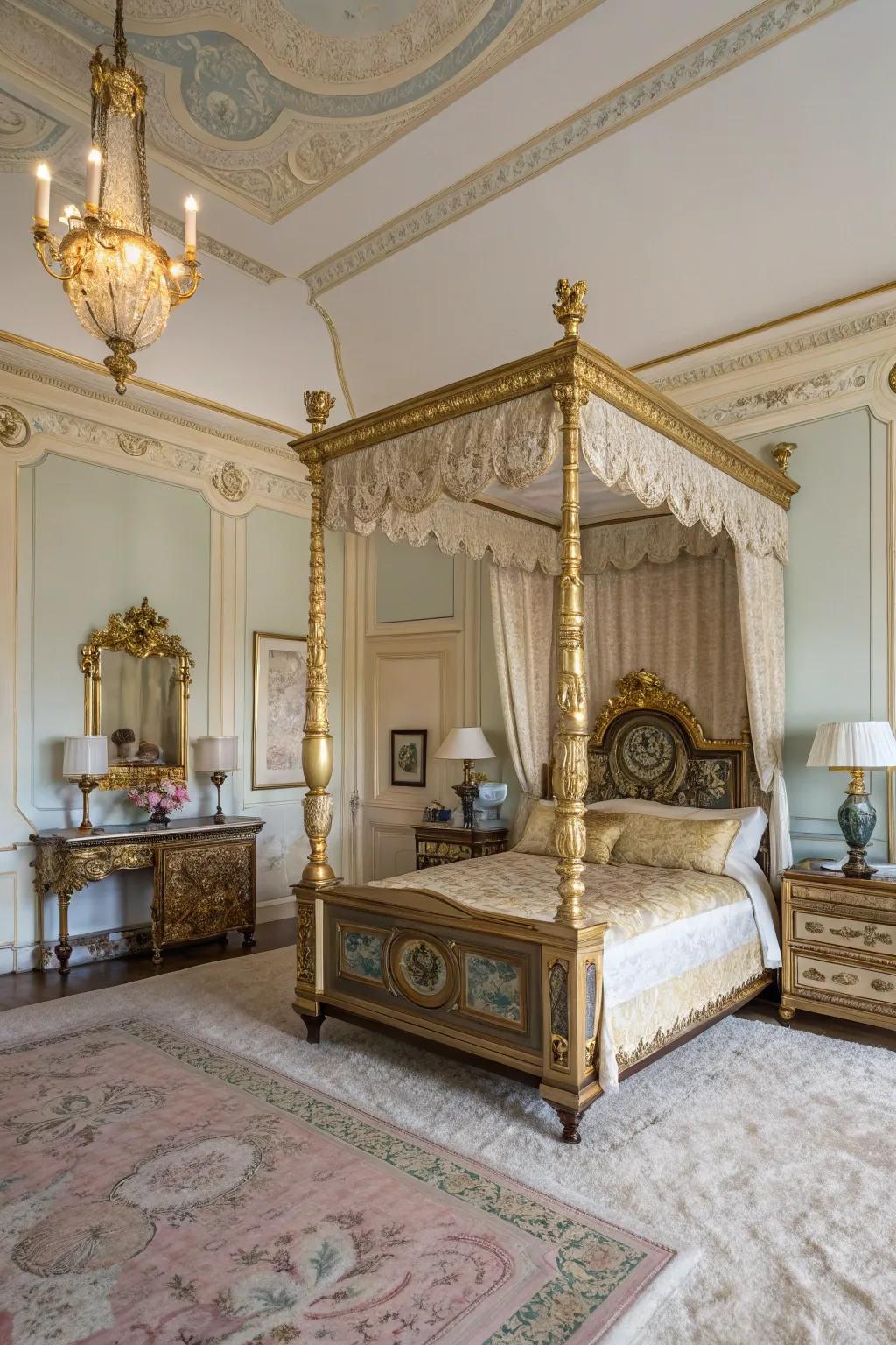 Brass and gold touches add a regal element to Victorian interiors.