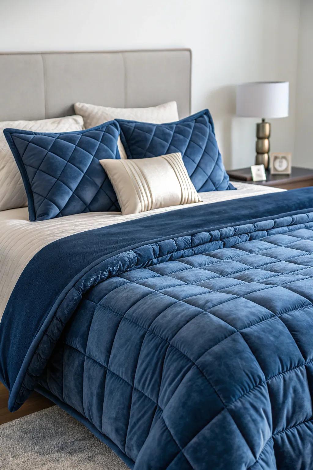 Snug bedding transforms a sleeping quarter into a relaxing getaway.