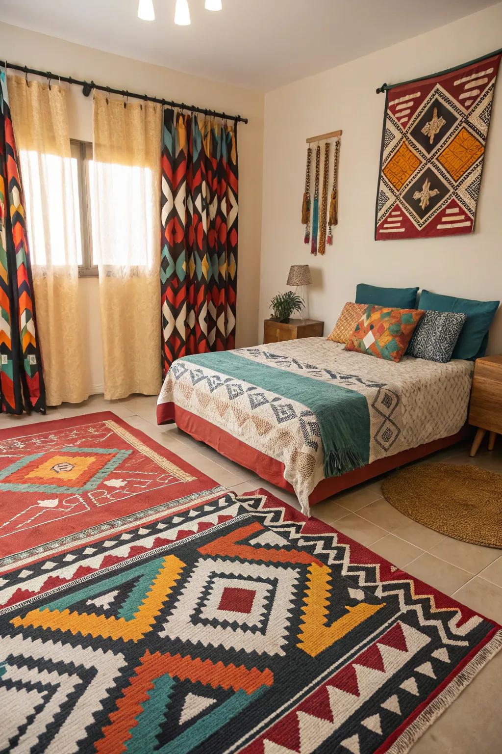 Bold patterns inject a playful element.