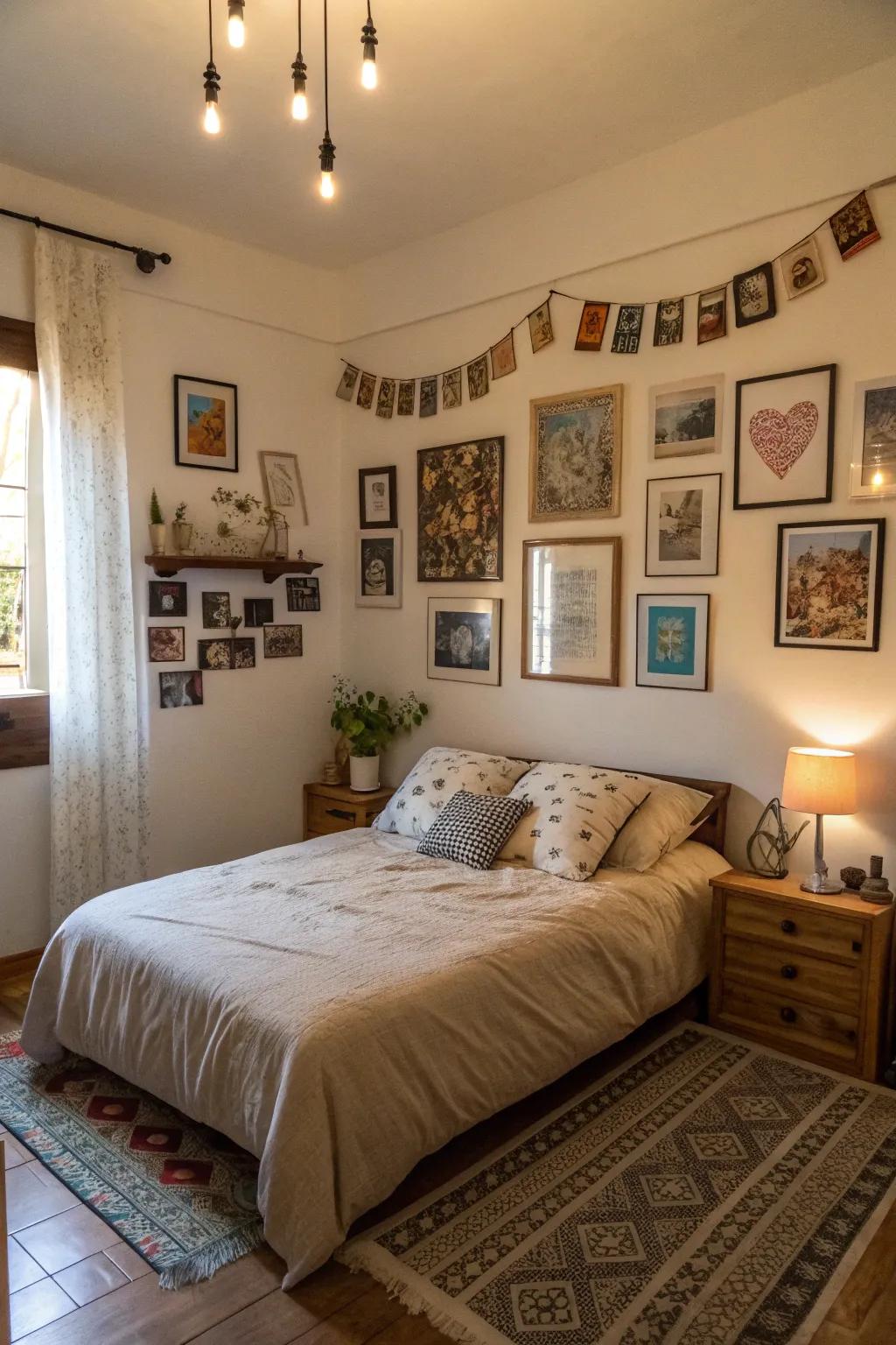 Individual details inject a unique allure to the sleeping space.