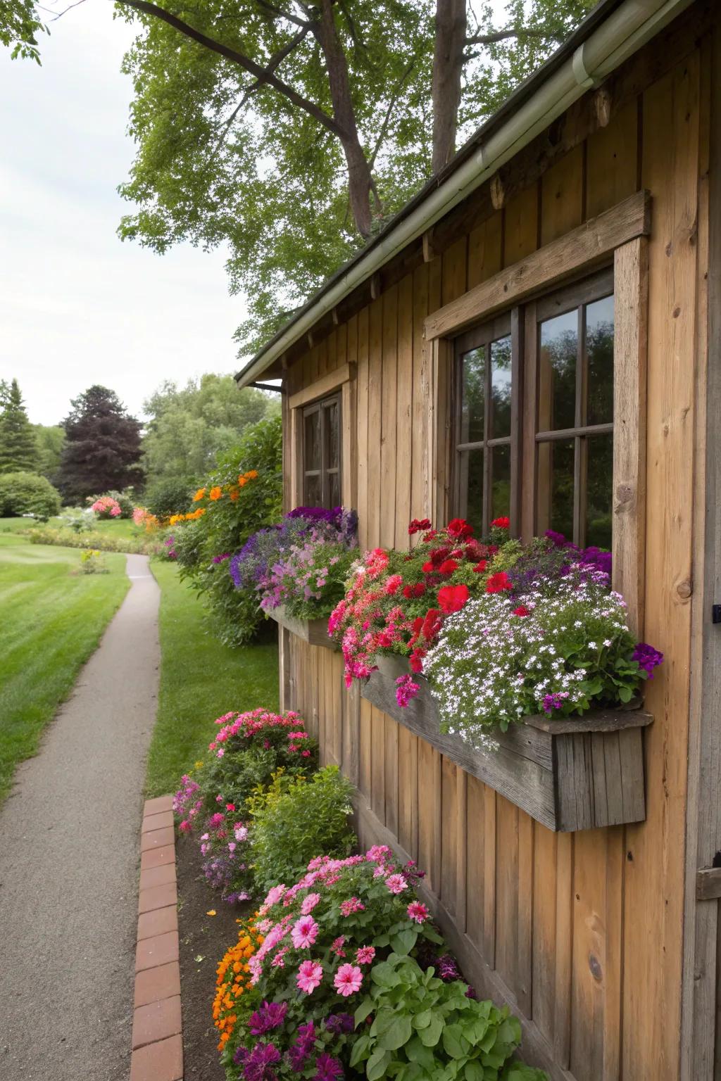 Window boxes overflowing with colorful flowers add an element of appeal.