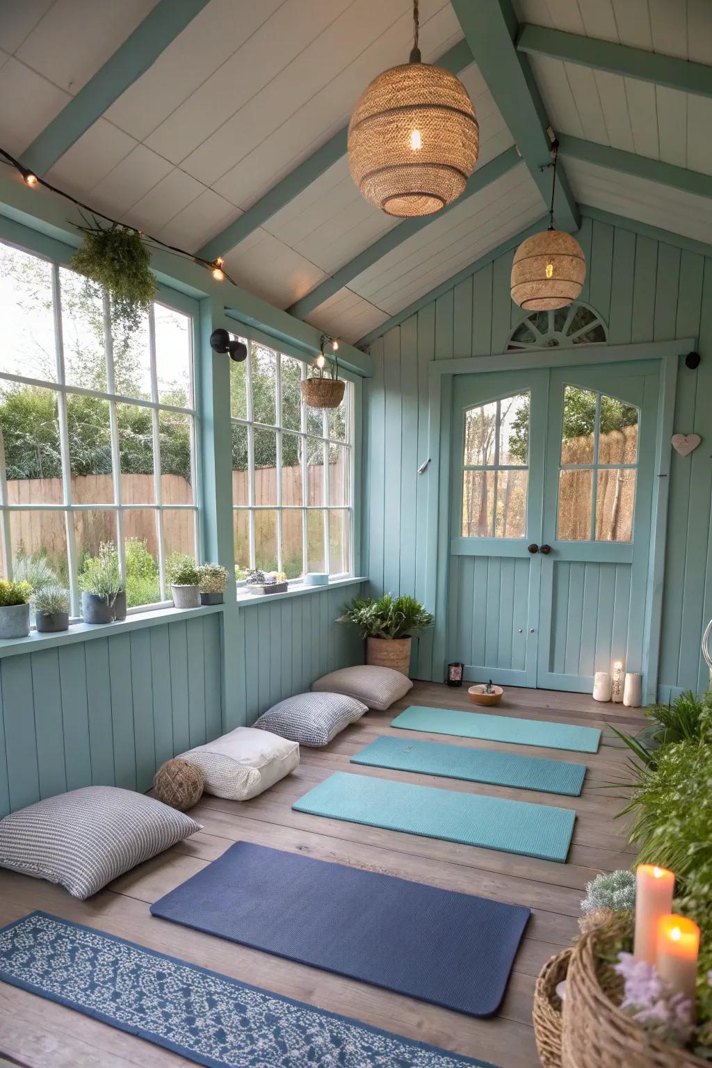 A serene yoga studio for peaceful practice.