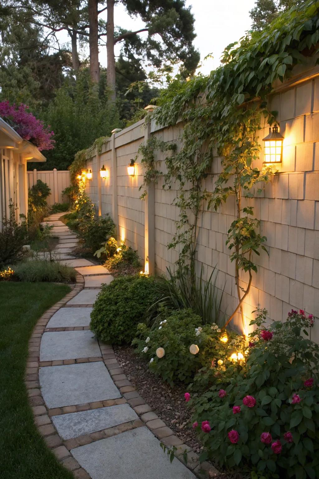 Ambient illumination transforms open-air spaces.