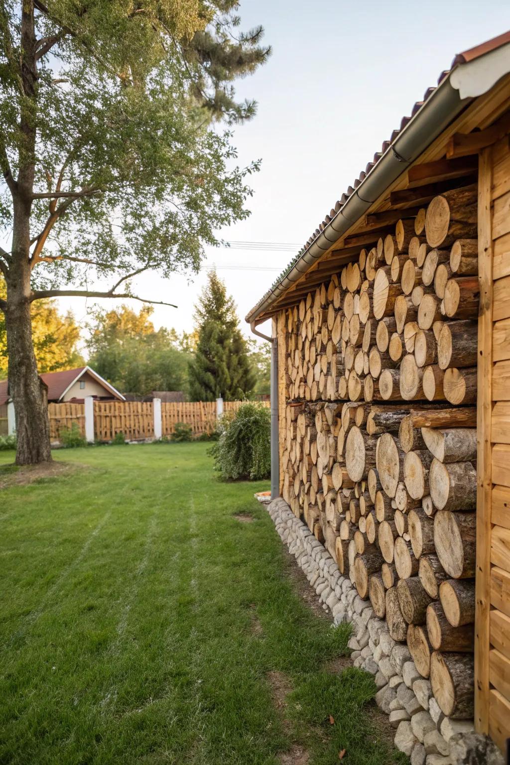 Wood walls deliver rustic charm.