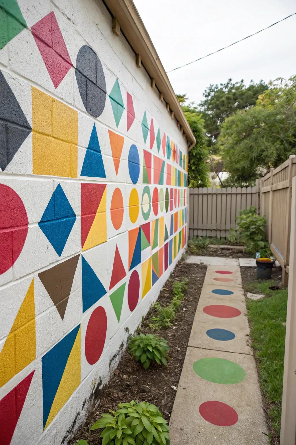 Geometric walls deliver a modern edge.