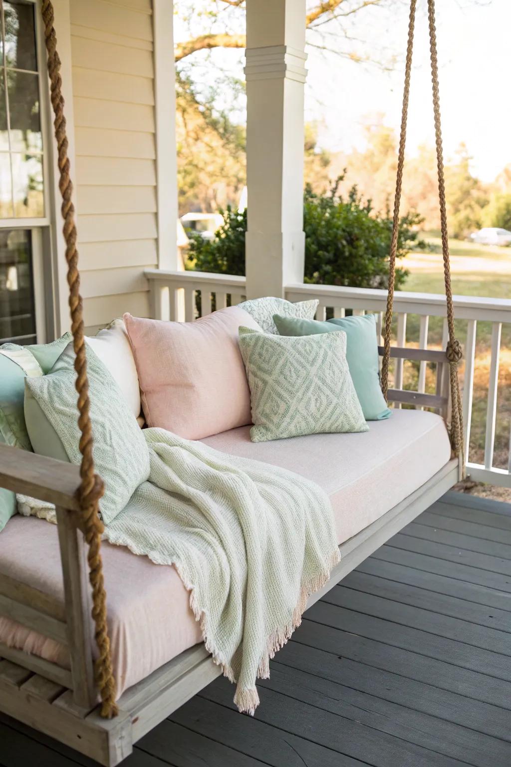 Relax on a floating daybed swing.