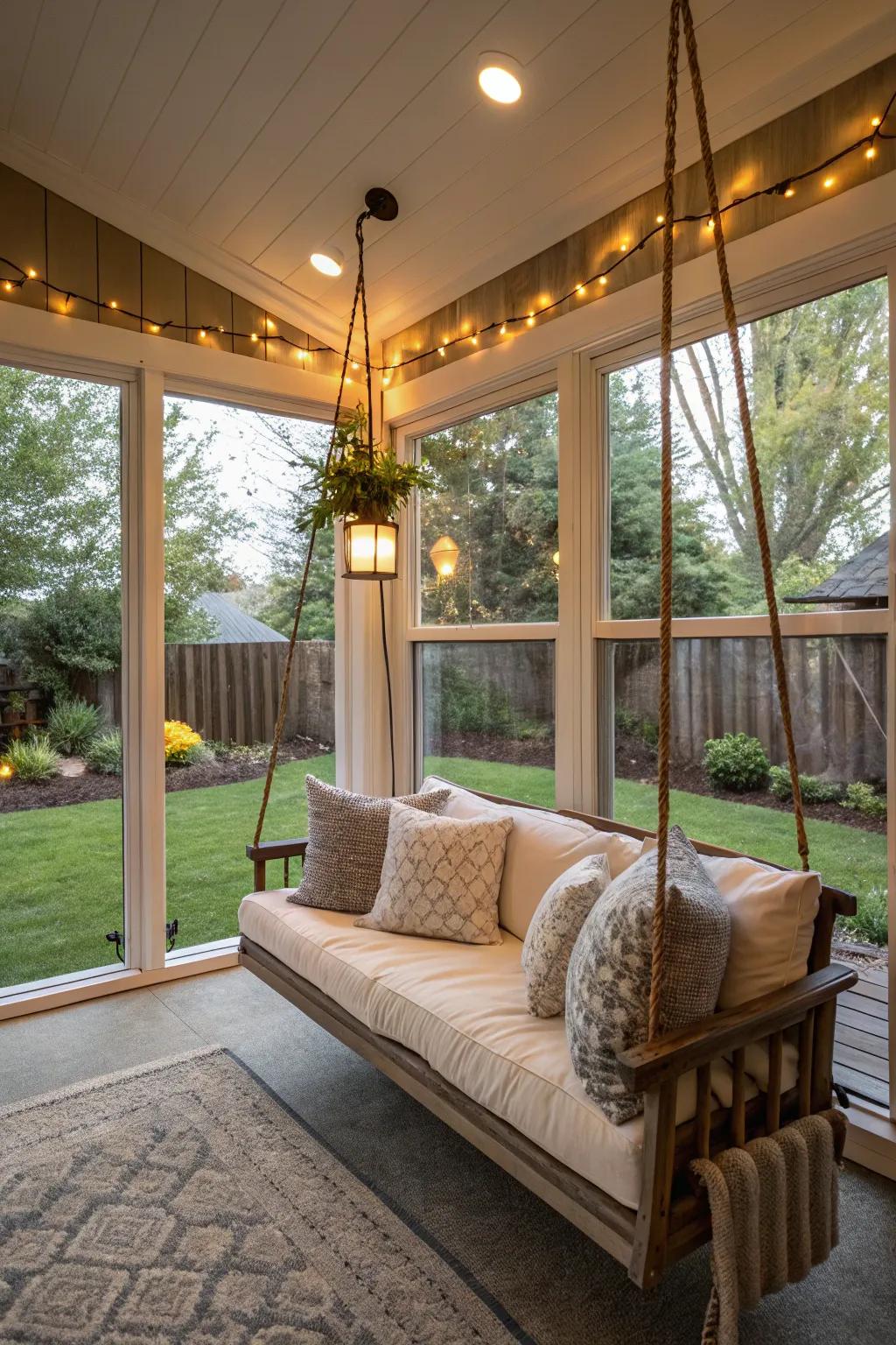 Enjoy your swing year-round on an enclosed porch.