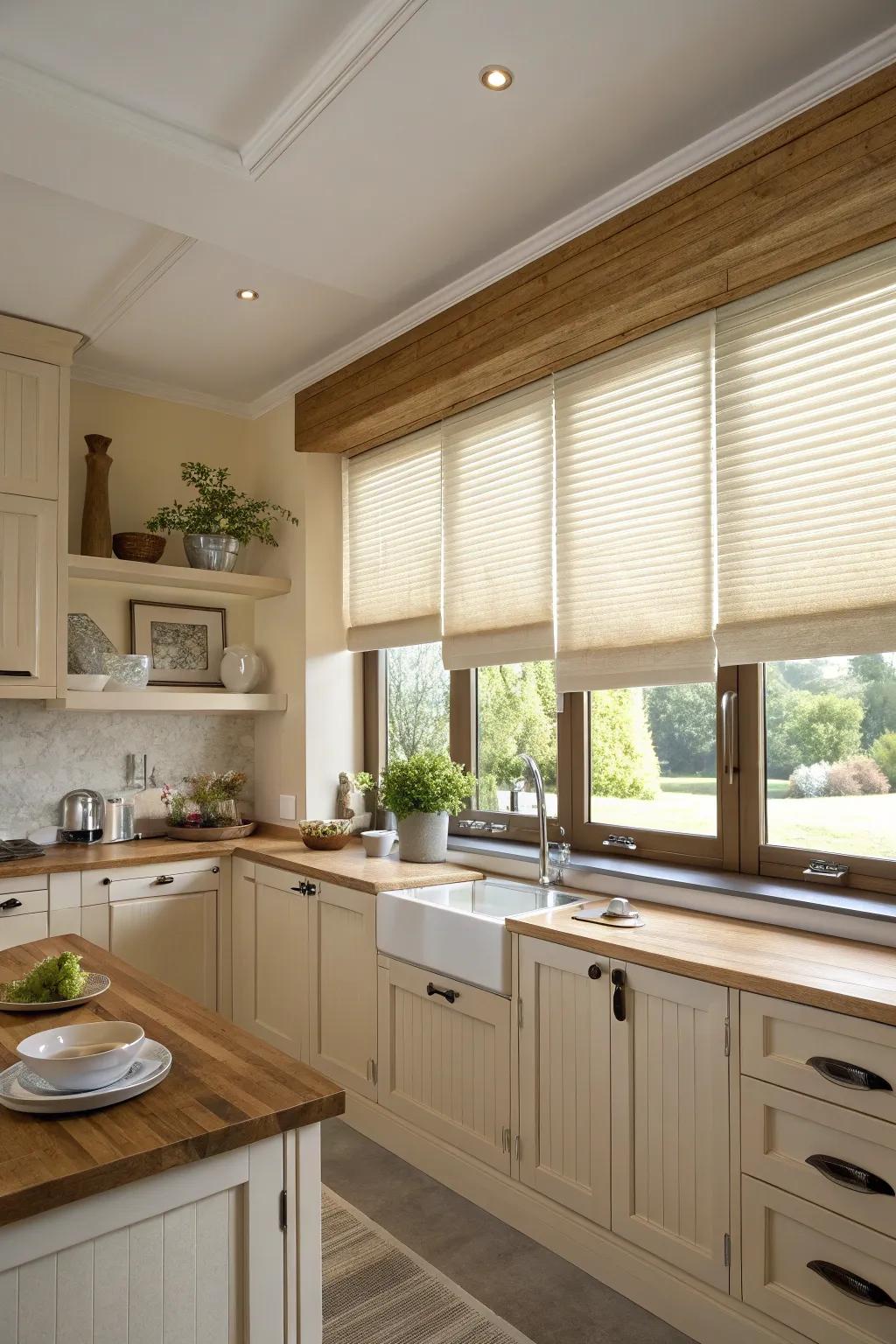Cozy kitchen with cellular shades
