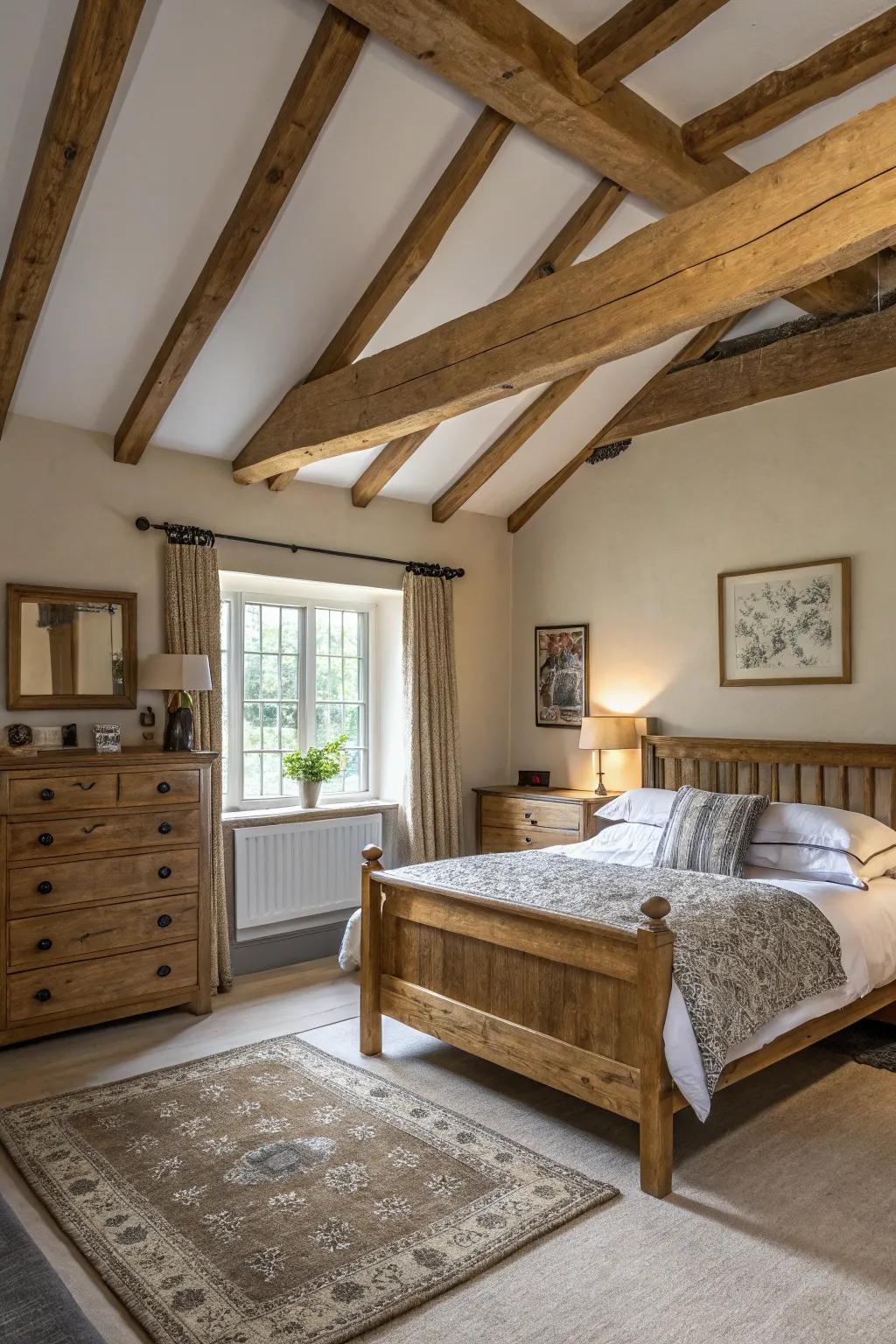 Natural wood features bring warmth and personality to the bedroom.