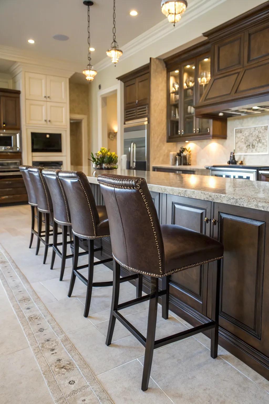 Premium leather stools that create an enduring look.