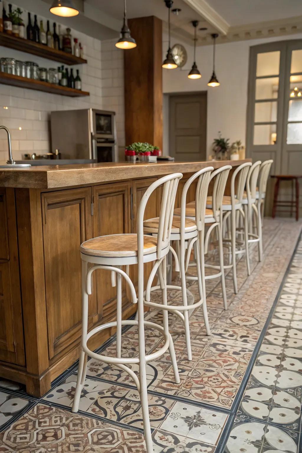 Timeless bar stools conveying classic appeal.