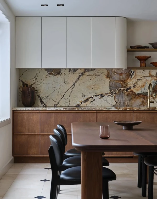 Luxe Marble Meets Warm Wood Tones