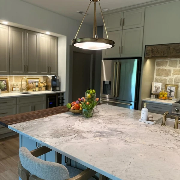 Warm Industrial Kitchen Island
