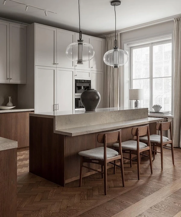 Warm Wood & Stone Accents