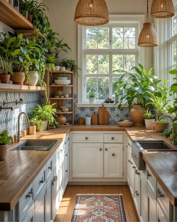 A Naturally Bright Nordic Boho Kitchen