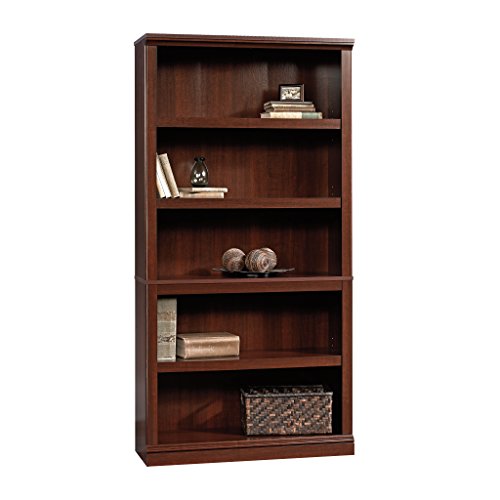 Dark Wood Bookshelf with Leather-Bound Classics