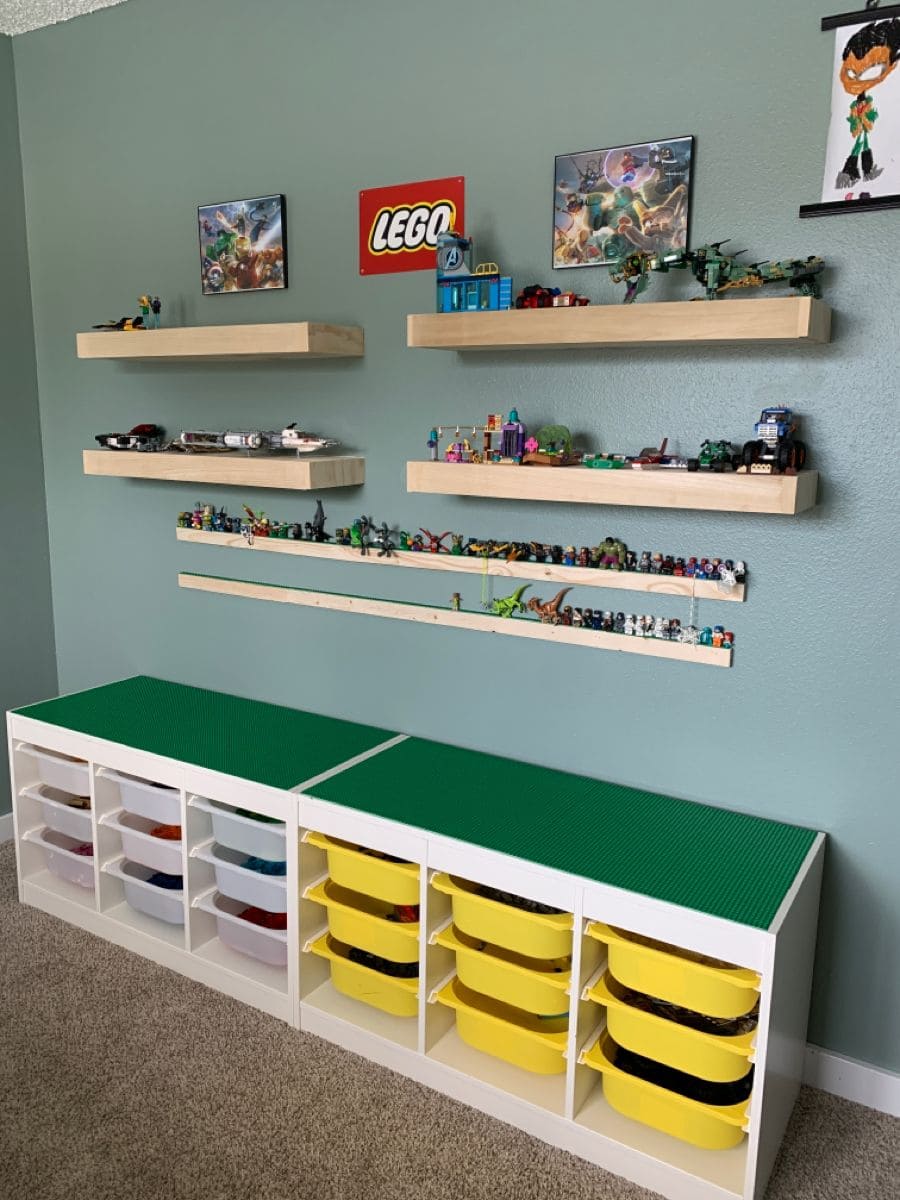 Organized Color-Coded LEGO Wall