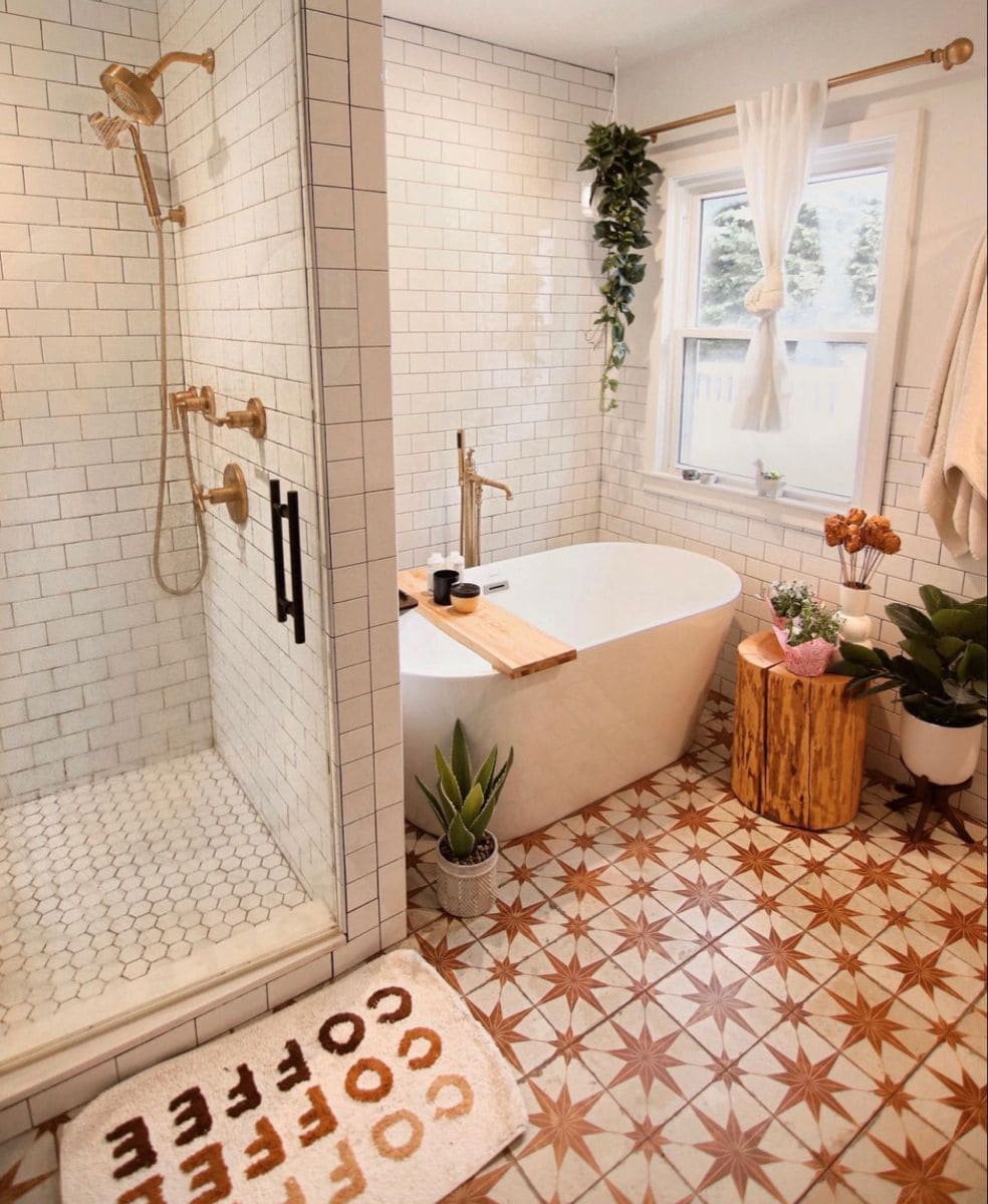 Vintage Star Pattern Bathroom Tiles