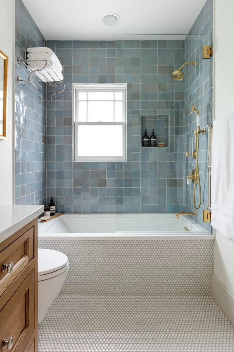 Serene Blue Tiled Shower Retreat