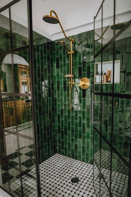 Emerald Green Vertical Tile Shower