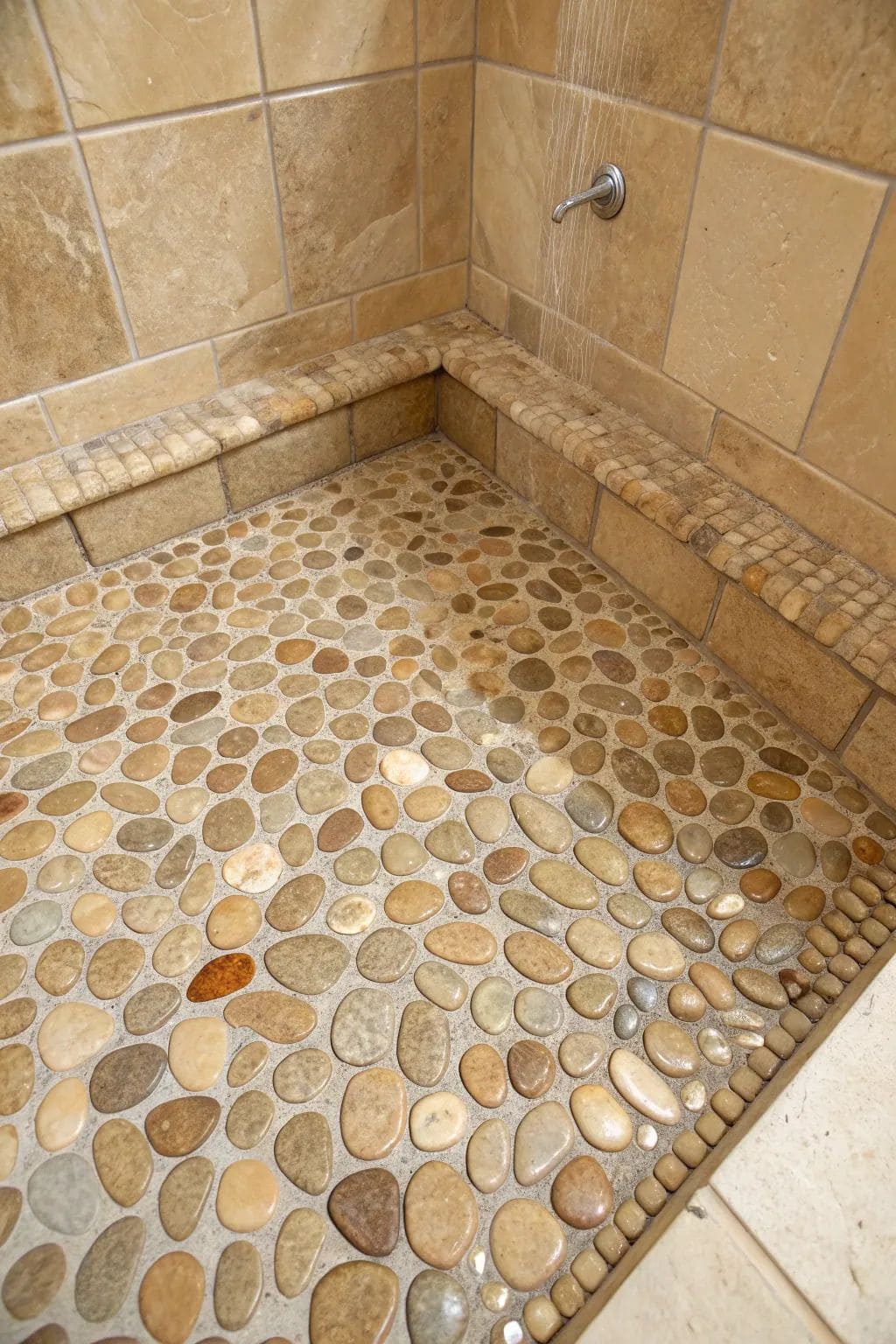 Natural River Rock Shower Flooring
