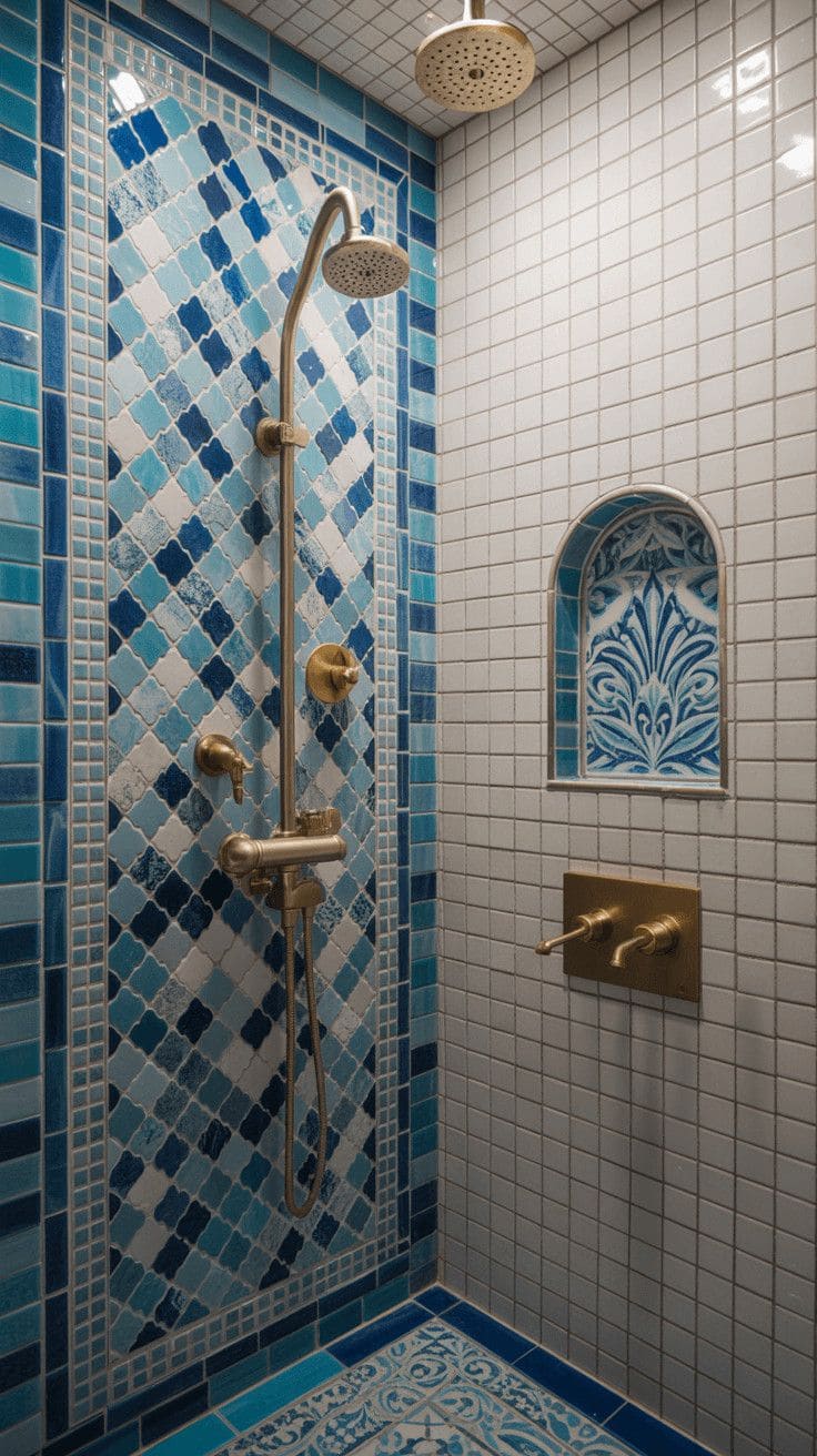 Blue Mosaic Accent Shower