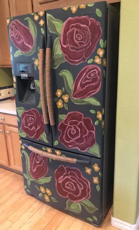 Dramatic Rose Garden Fridge Wrap