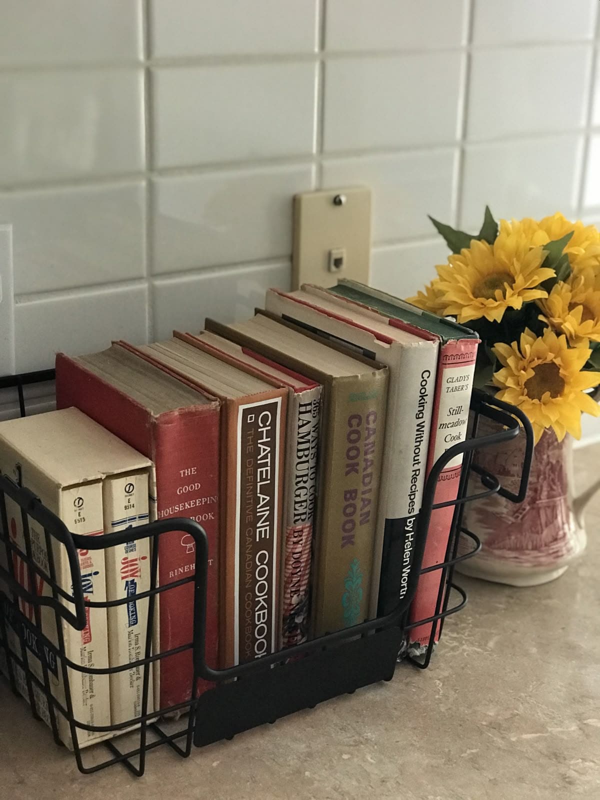 Wire Basket Cookbook Organizer