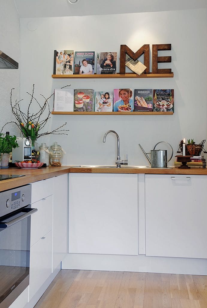 Floating Shelves as Cookbook Gallery