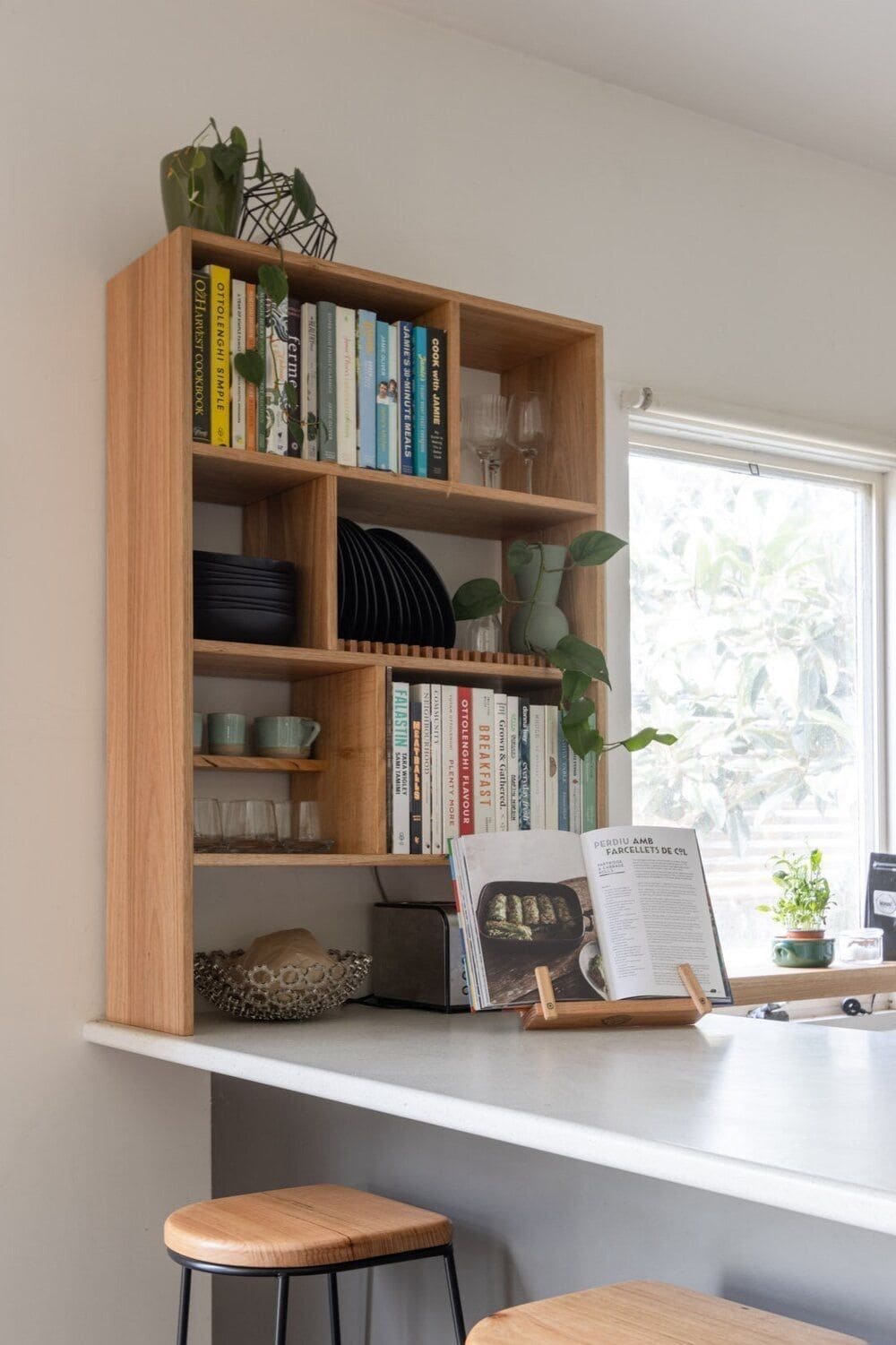 Built-In Shelf with Cookbook Display