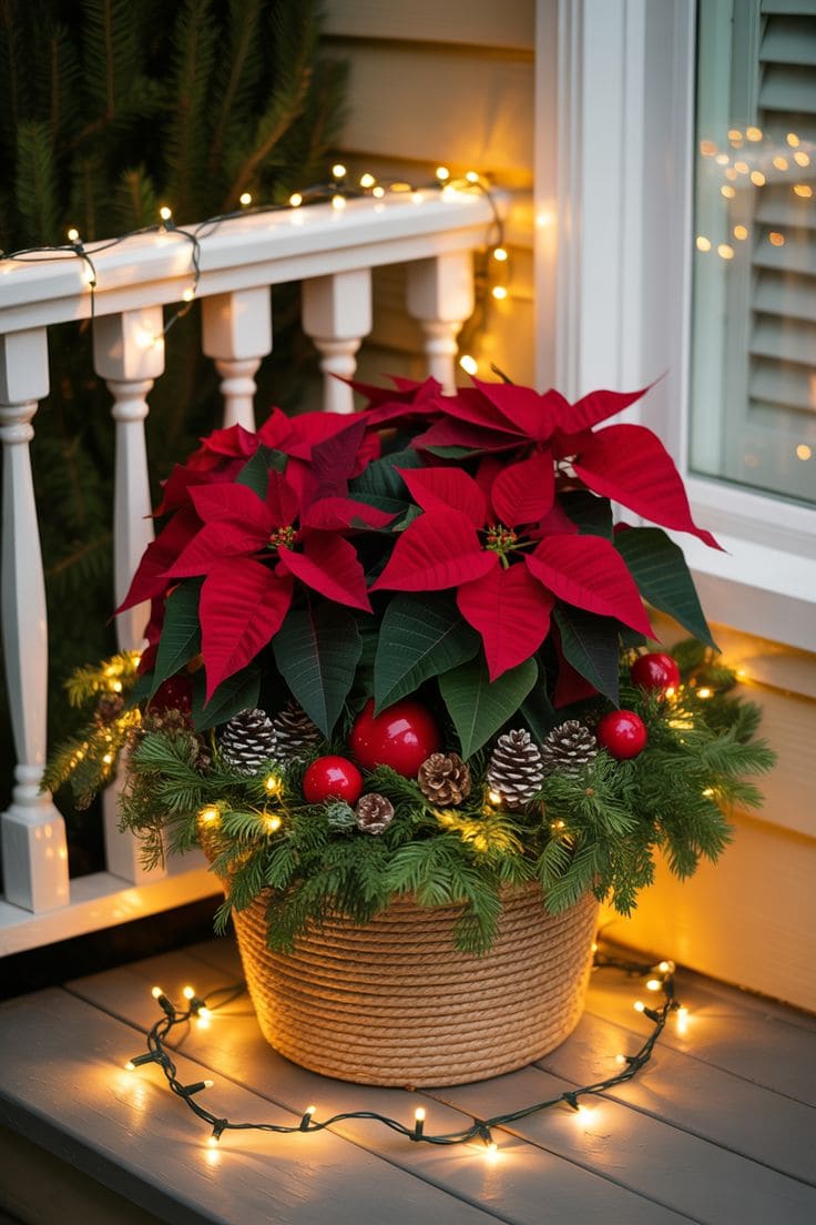 Classic Poinsettia Holiday Planter