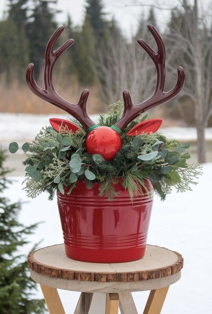 Rudolph Reindeer Christmas Planter