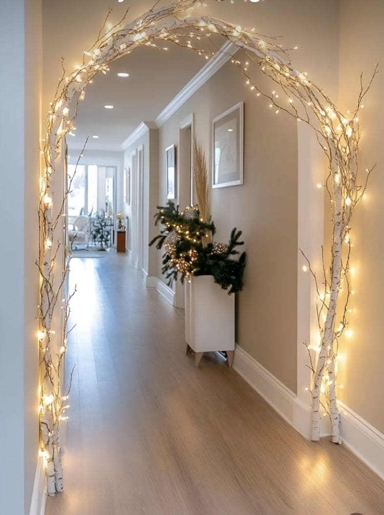 Rustic Birch and Light Archway