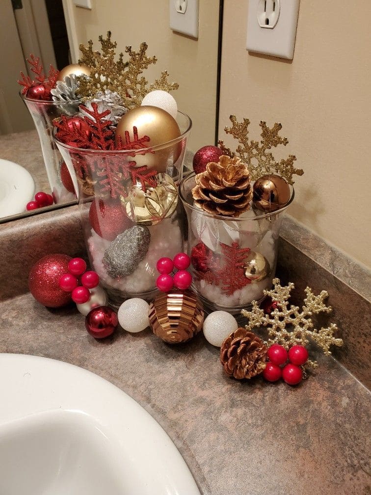 Festive Ornament Bathroom Display