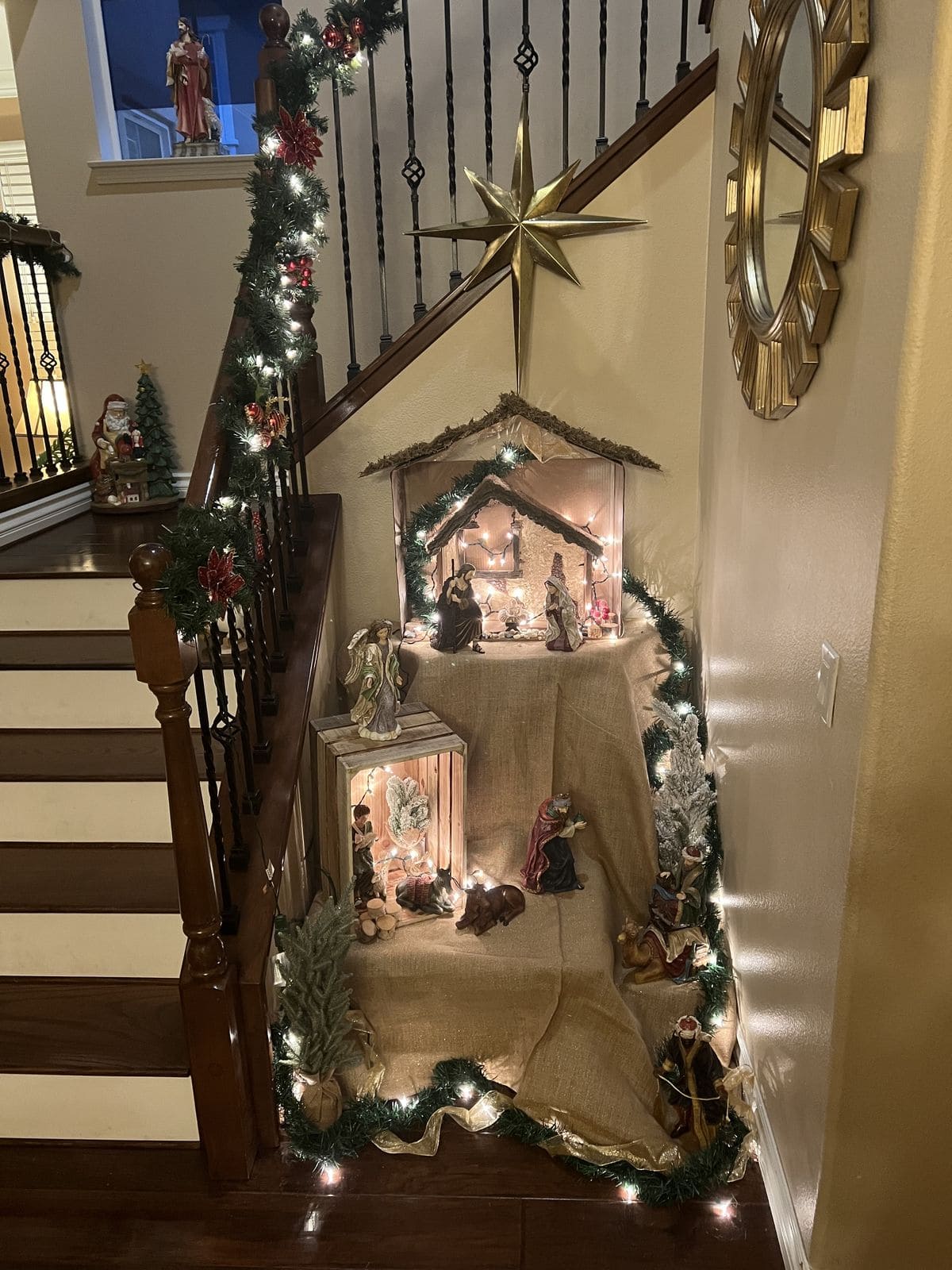 Staircase Landing Transformed into a Nativity Journey